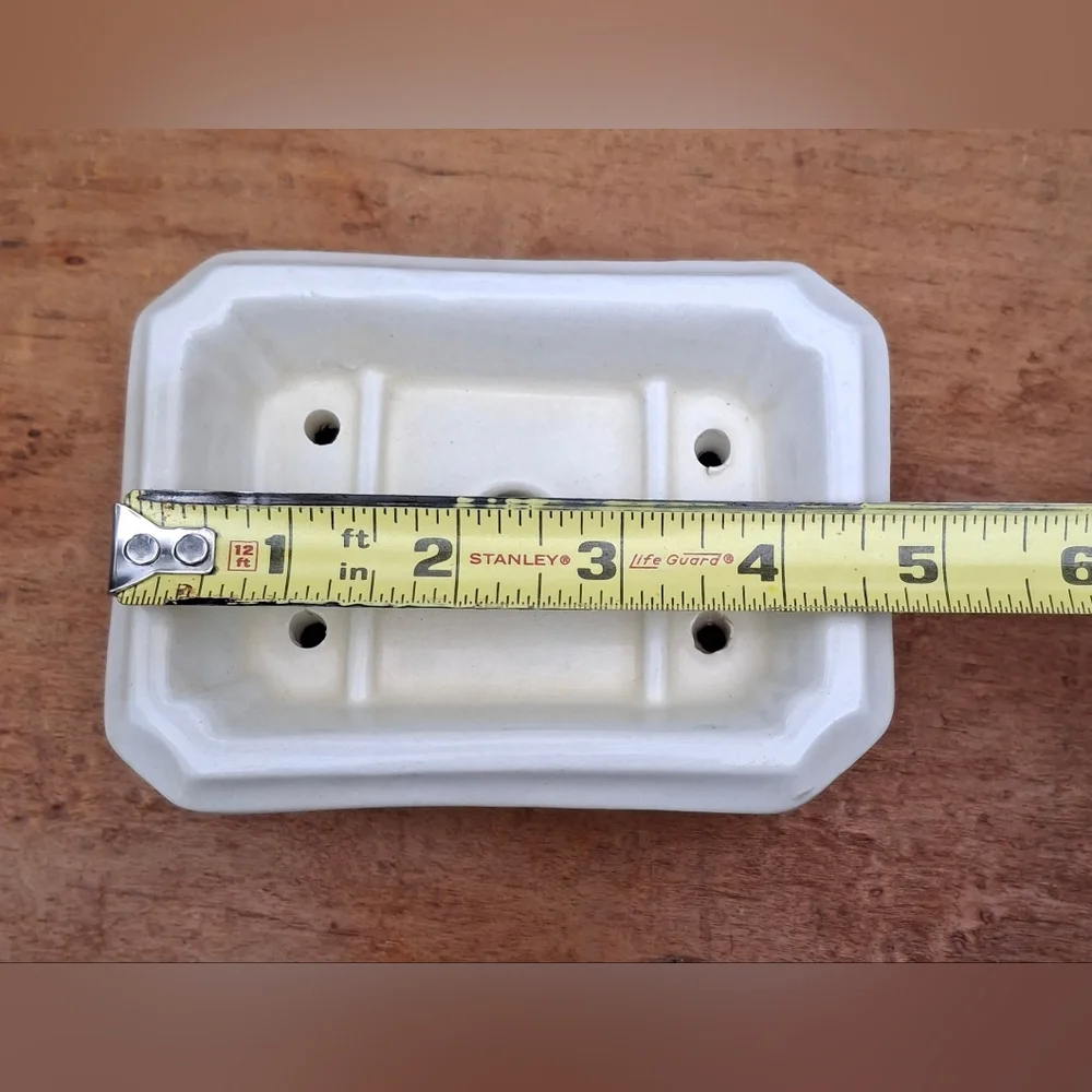 Antique 1892-1910 D.E. McNicol Pottery Co. White Ironstone Soap Box Soap Dish
